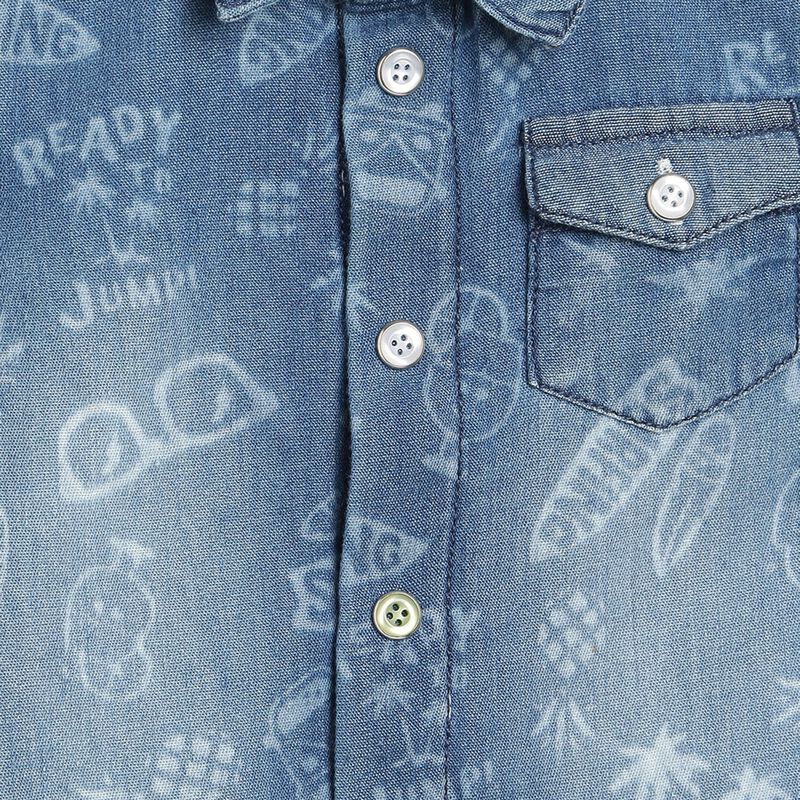 Boys Medium Blue Short Sleeve Denim Shirt image number null